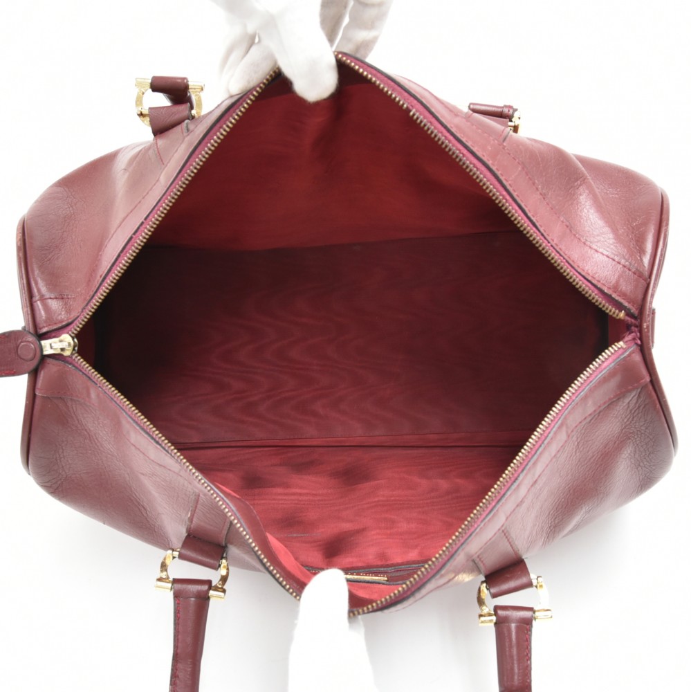 Cartier Vintage Leather Boston Bag - Burgundy Handle Bags, Handbags -  CRT56648