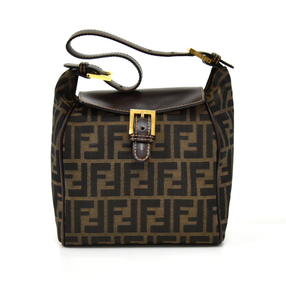 FENDI Zucca Used Belt Bag Crossbody Brown Canvas Nylon Italy Vintage #AH651  S