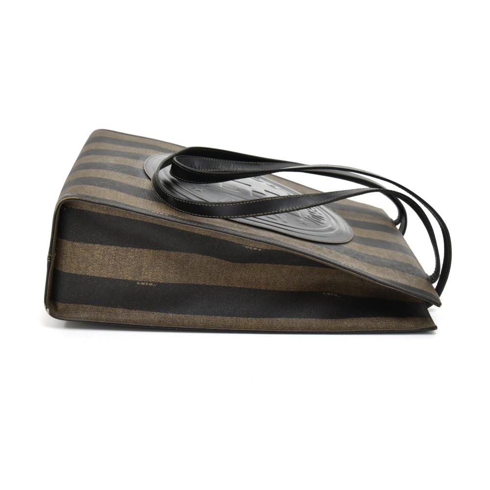 FENDI Logo Pequin Backpack Bag PVC Leather Black Khaki Gold-Plated Italy  62MQ163
