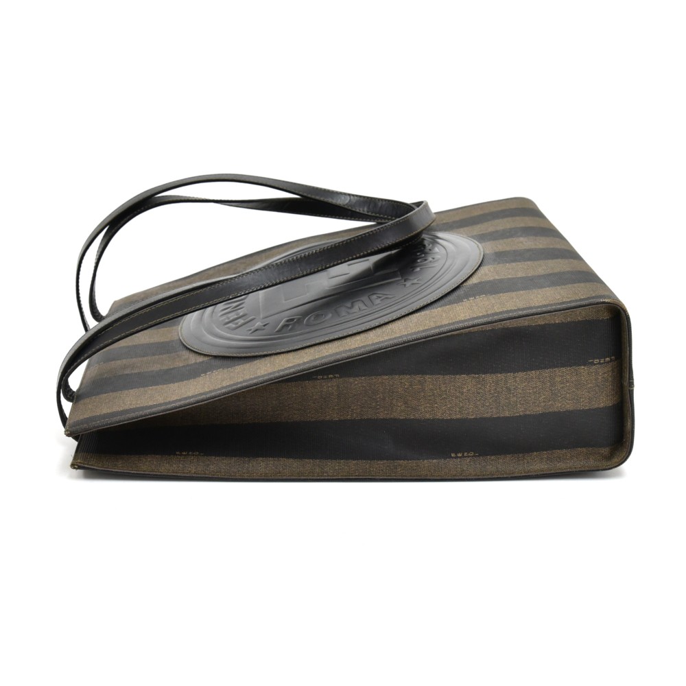 Vintage Fendi Neiman Marcus Pequin Stripe HandBag Purse Clutch Flap Black  Brown