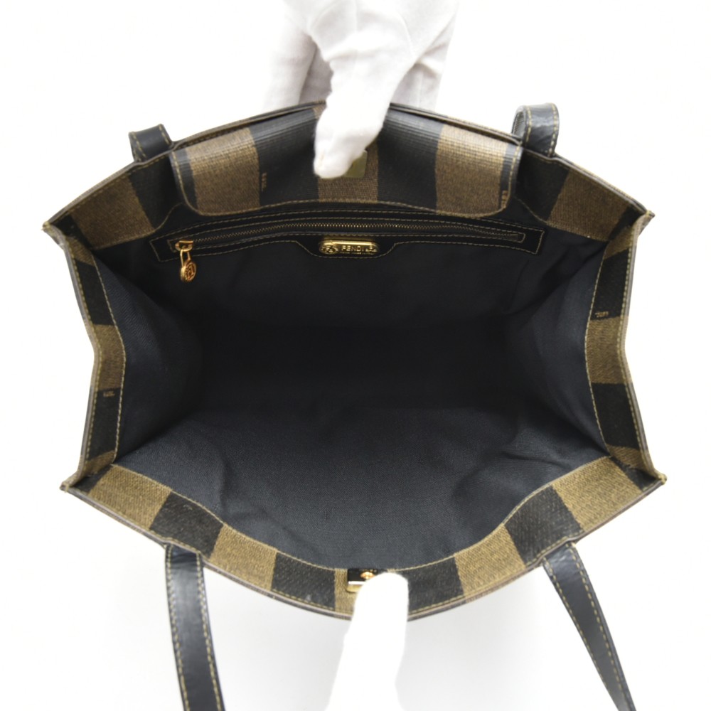 Vintage FENDI classic black and grey pecan vertical stripe bolide shape  handbag.
