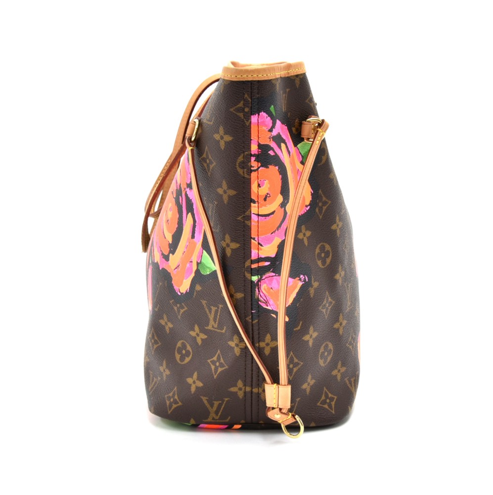 Louis Vuitton Neverfull 872308 Stephen Sprouse Monogram Roses Mm Brown  Coated Canvas Tote