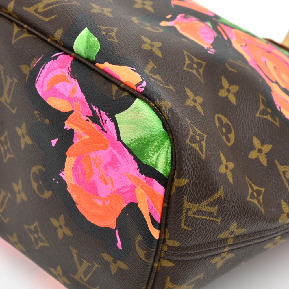 Louis Vuitton Stephen Sprouse Monogram Roses Coated Canvas Neverfull mm Gold Hardware, 2009 (Like New), Womens Handbag