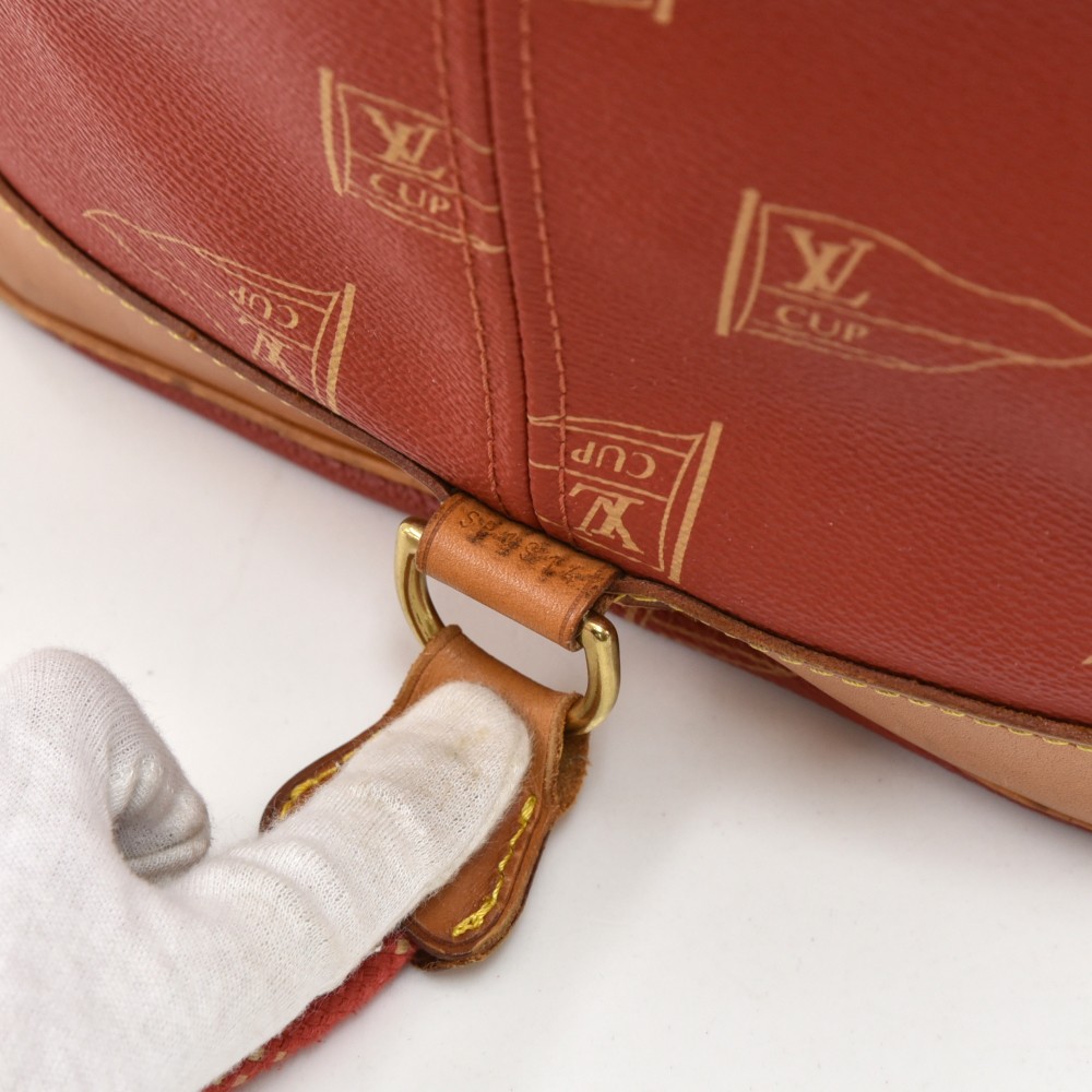 Louis Vuitton 1995 LV Cup Red Monogram Saint Tropez Drawstring Hobo Bag 65lv23s