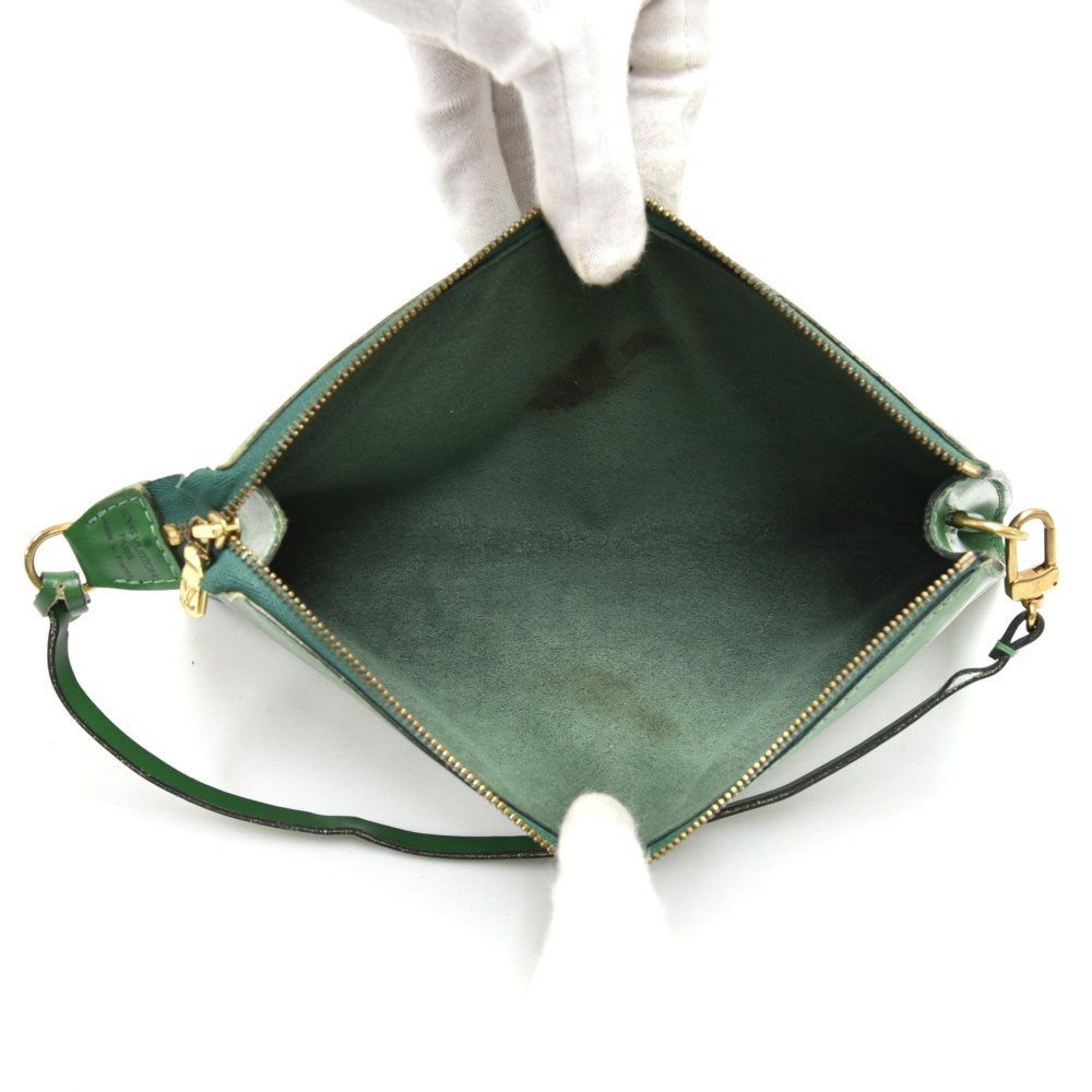 Pochette accessoire leather handbag Louis Vuitton Green in Leather -  25848778