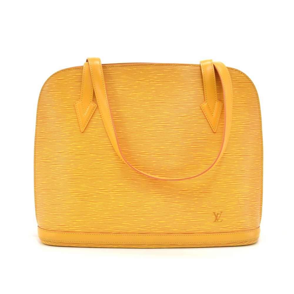 Vintage Louis Vuitton Authentic Lussac Medium Shoulder Bag. Yellow Epi  Leather.