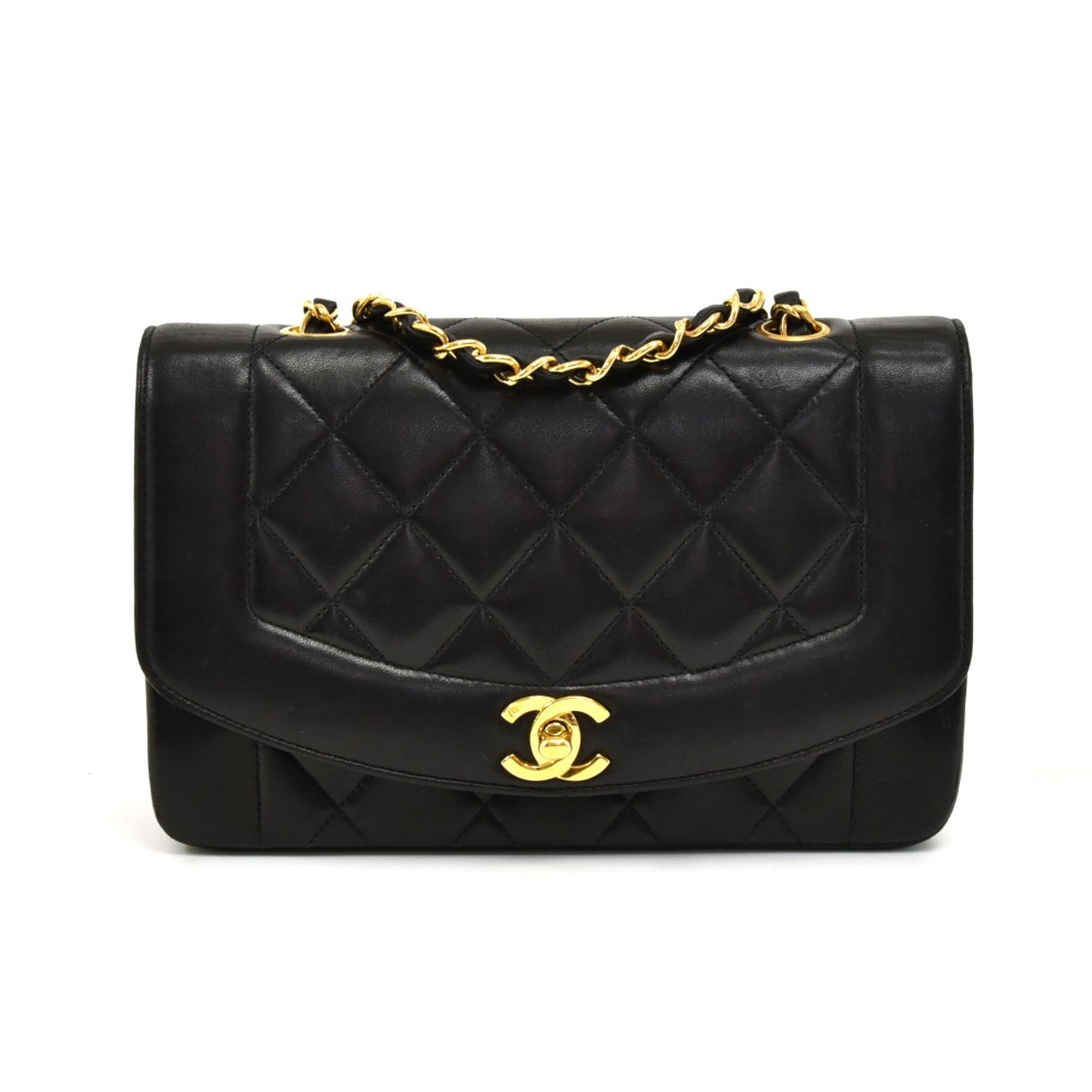 Chanel Vintage Chanel Diana Classic Black Quilted Leather Shoulder ...