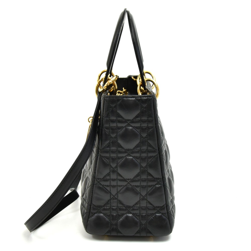 Lady dior leather handbag Dior Black in Leather - 37627499
