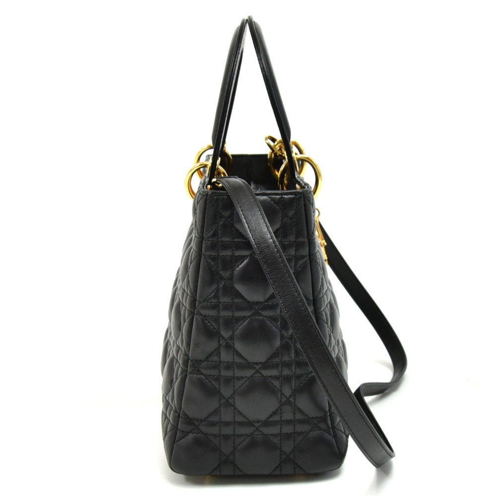 Lady dior leather handbag Dior Black in Leather - 37627499