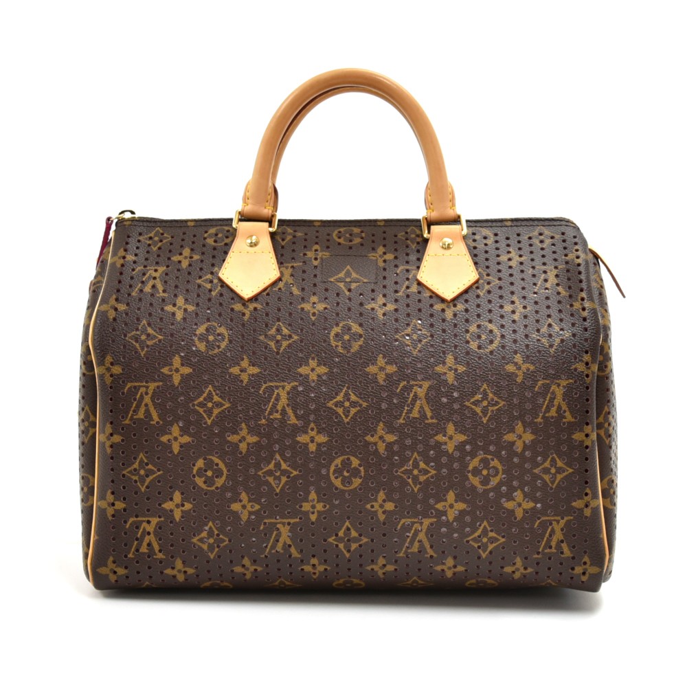 Perforated Edition Speedy bag in brown monogram canvas Louis