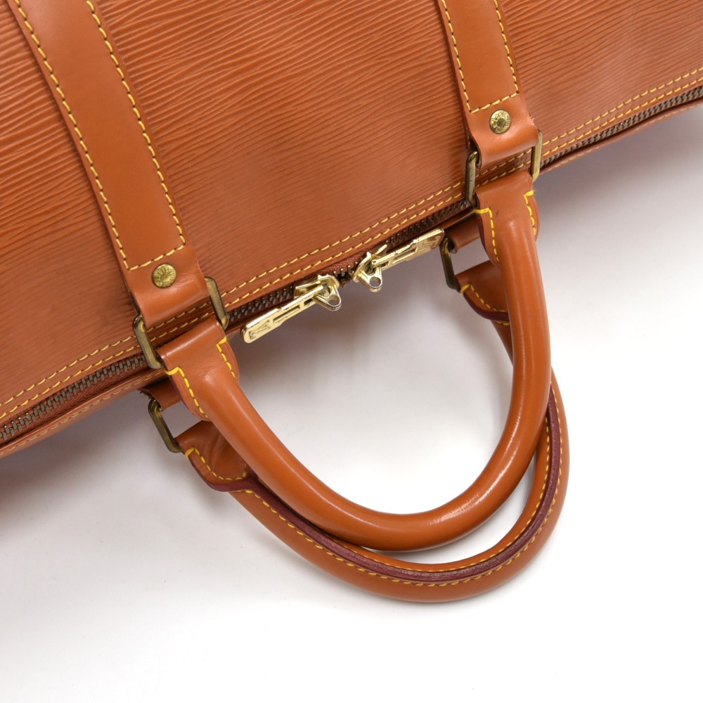 Vintage Louis Vuitton Keepall 50 Brown Cipango Gold Epi Leather Travel Bag  at 1stDibs