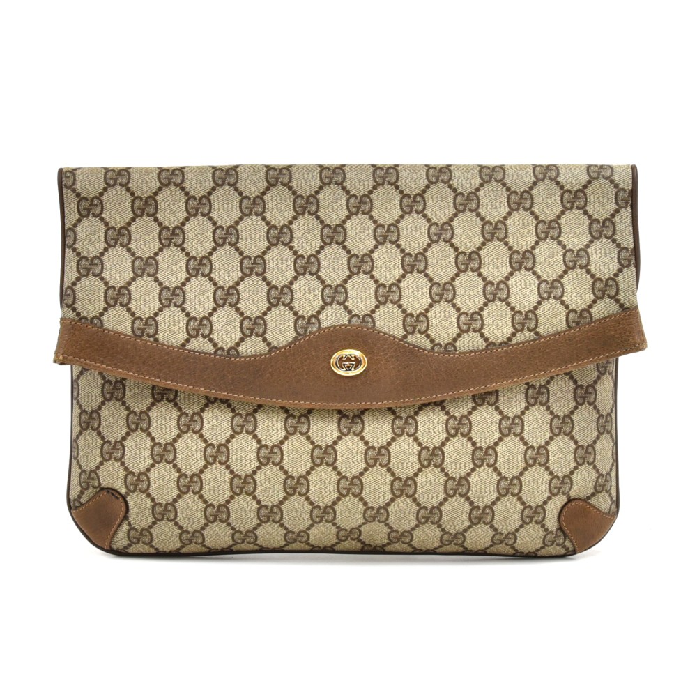 Gucci Vintage Pleated Clutch in GG Canvas