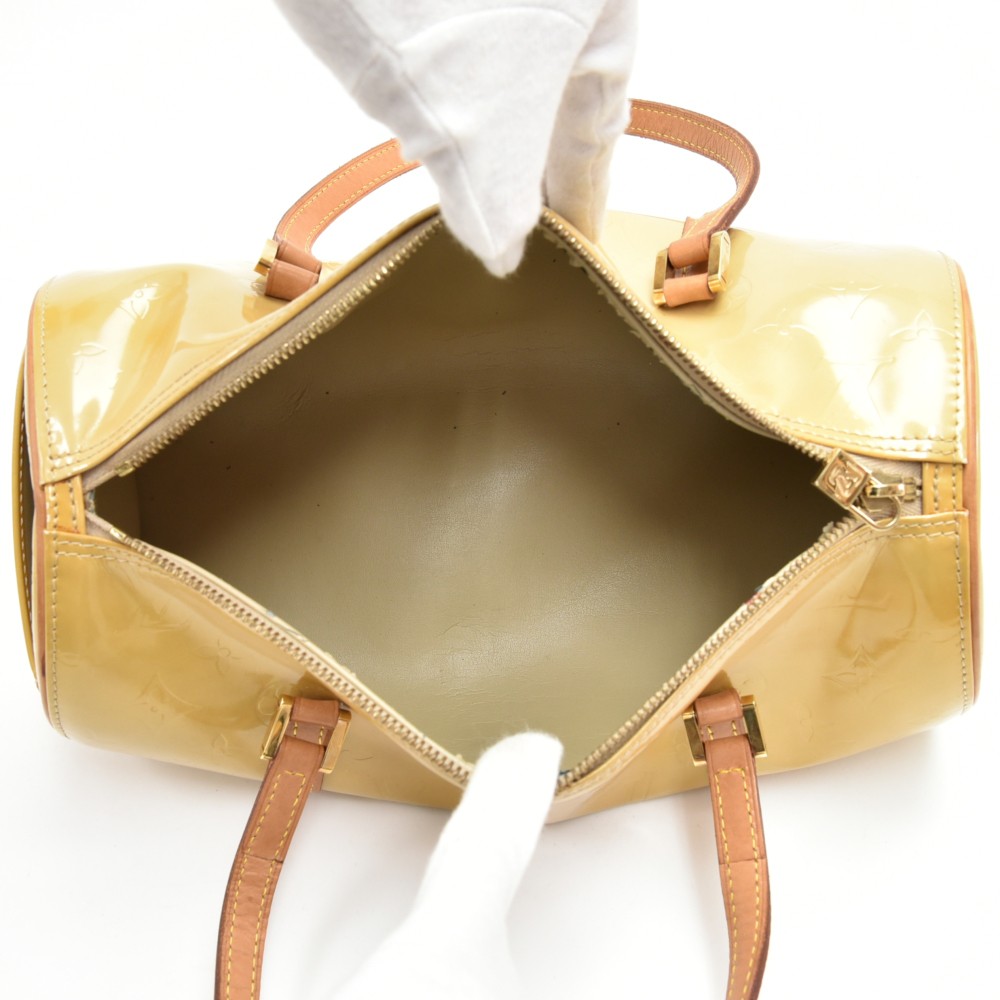 Authentic Louis Vuitton Vernis Bedford Hand Bag Yellow Beige M91006 LV  3719G