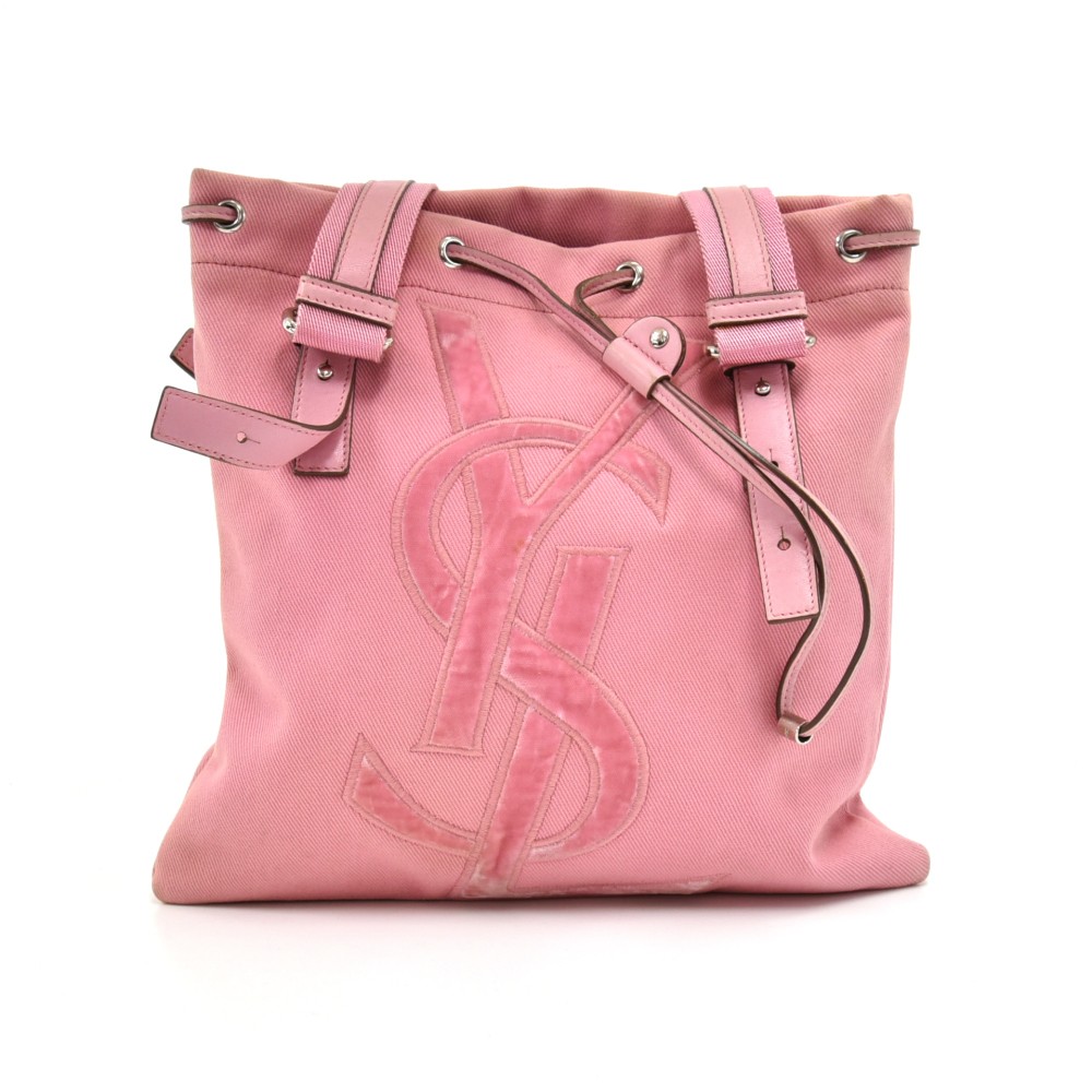 Yves Saint Laurent, Bags, Ysl Yves Saint Laurent Perfume Vintage Canvas  Pink Cream Drawstring Tote Bag