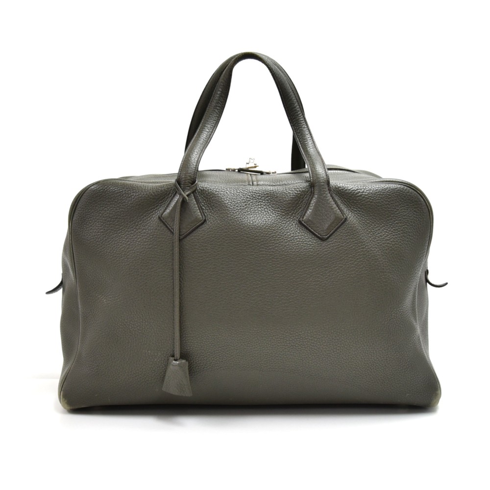 Hermes Hermes Victoria 43 Gray Clemence Leather Boston Duffle Travel ...