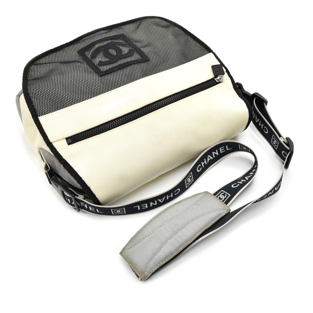 Chanel Chanel Sports Line White & Black Nylon Messenger Bag