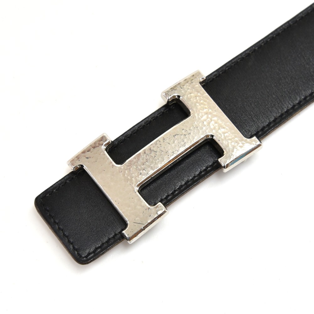 Hermès Constance Reversible Belt Black & Camel Leather Size 65