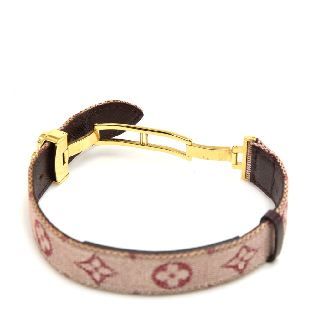 Custom LV bracelet with red guts and stitching