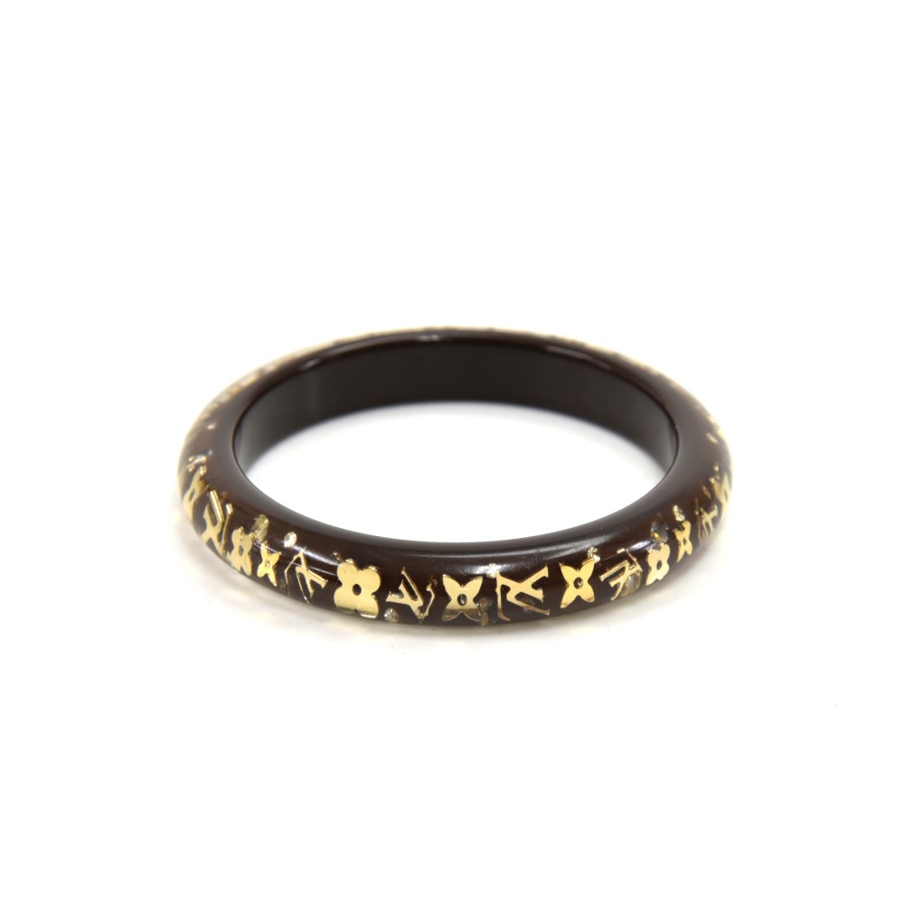 Louis Vuitton Wanted Resin Gold Tone Metal Bangle Bracelet S+