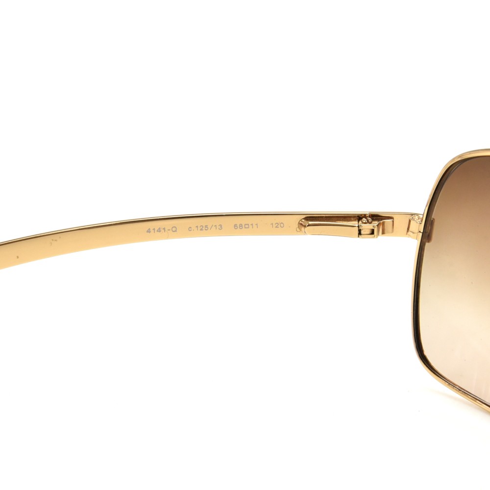 Chanel Chanel Gold & Brown Crocodile Stamped Leather & Metal Aviator 