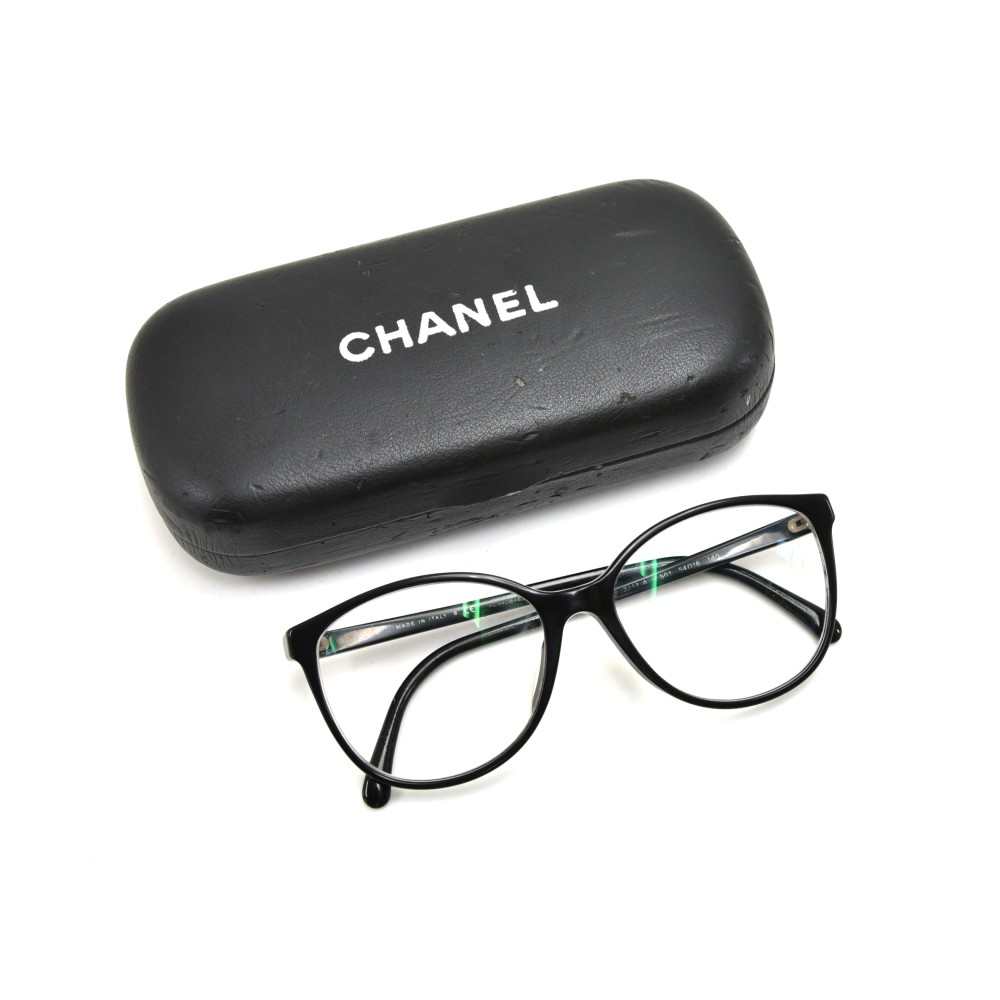Chanel Chanel Black Frame Silver CC Logo Eyeglasses-3123-A