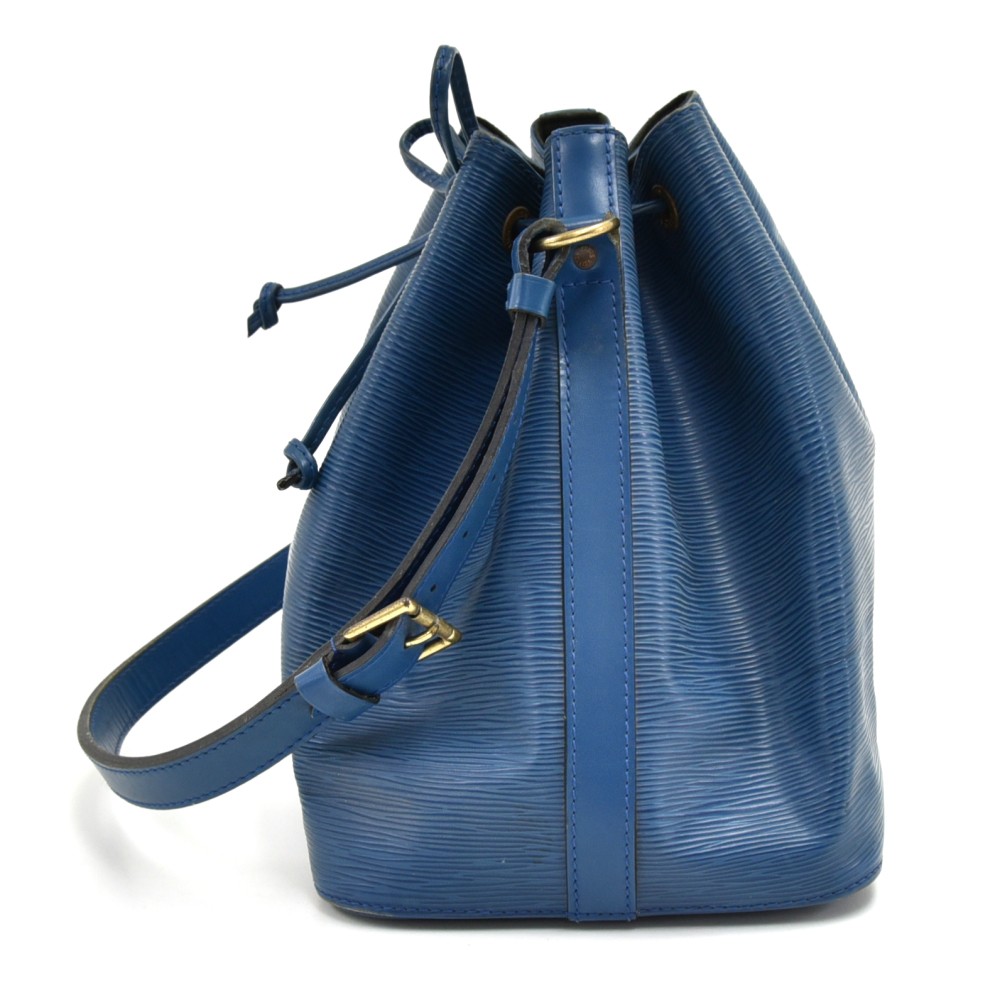 Louis+Vuitton+Petit+No%C3%A9+Bucket+Bag+Blue+Leather for sale online