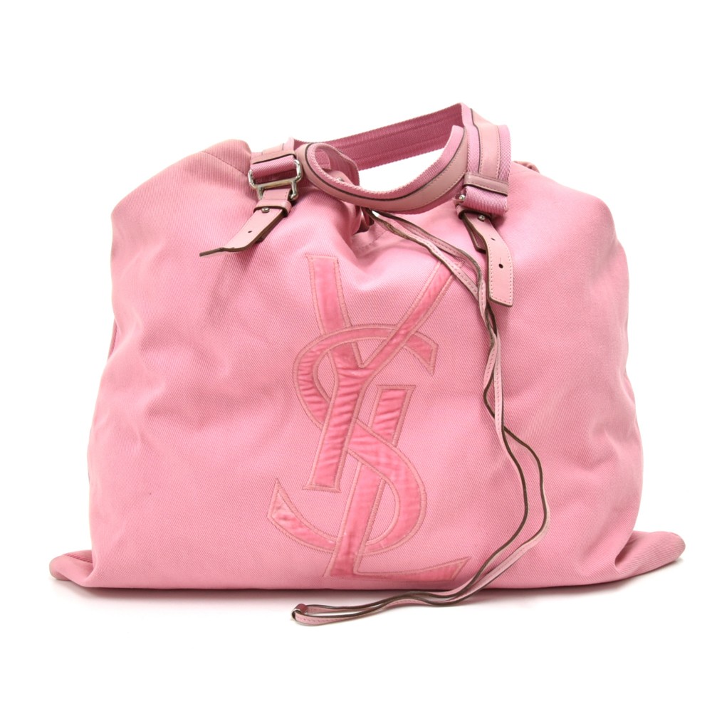 Yves Saint Laurent, Bags, Ysl Yves Saint Laurent Perfume Vintage Canvas  Pink Cream Drawstring Tote Bag