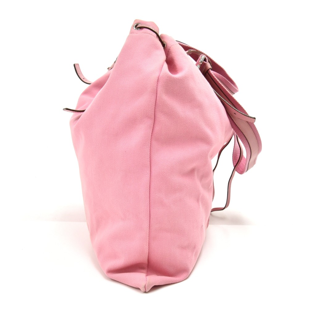 Others Saint Laurent Kahala Pink Canvas & Velvet YSL Logo Tote Bag