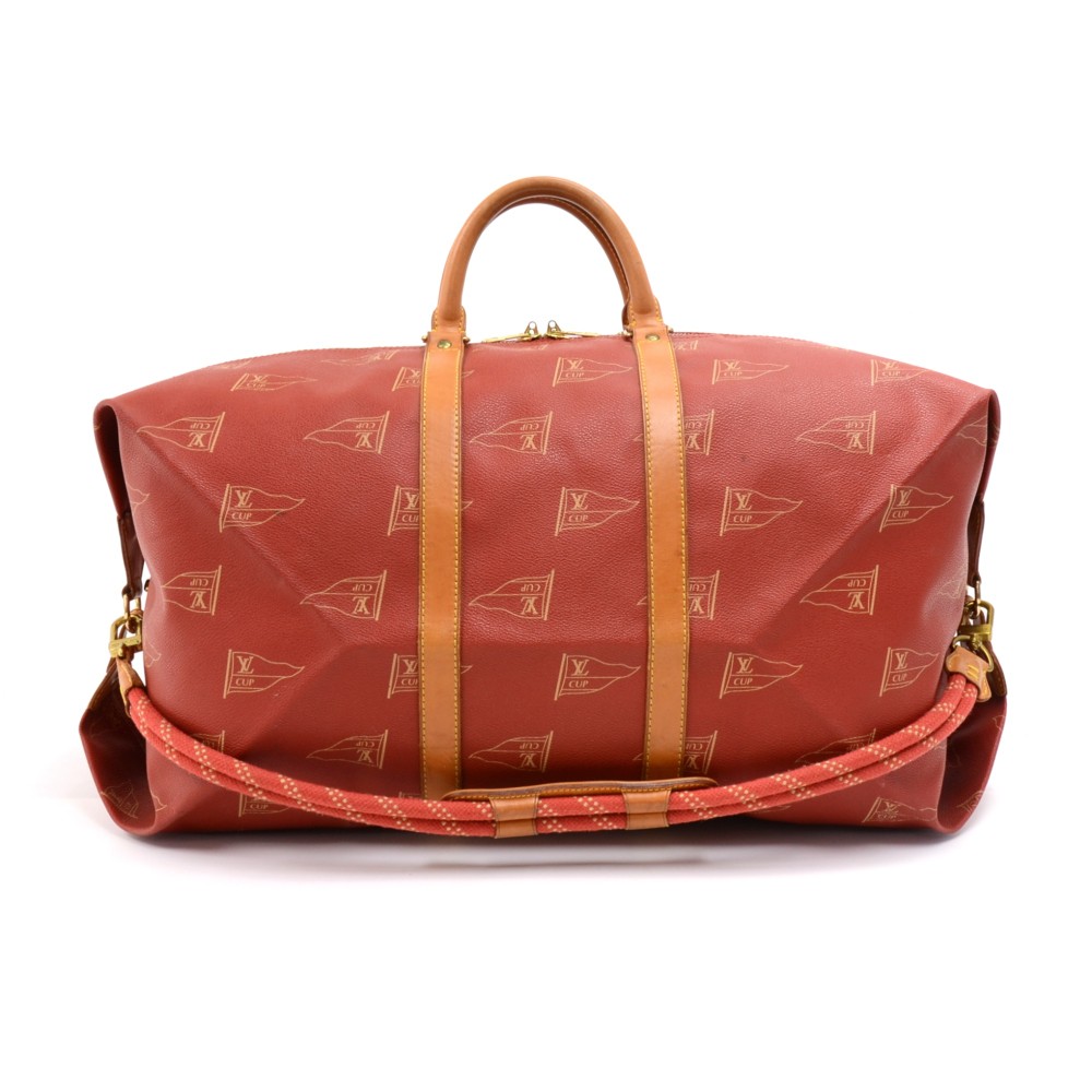 Louis Vuitton Red 1995 LV Cup Travel Bag Brown Leather Plastic Pony-style  calfskin ref.199343 - Joli Closet