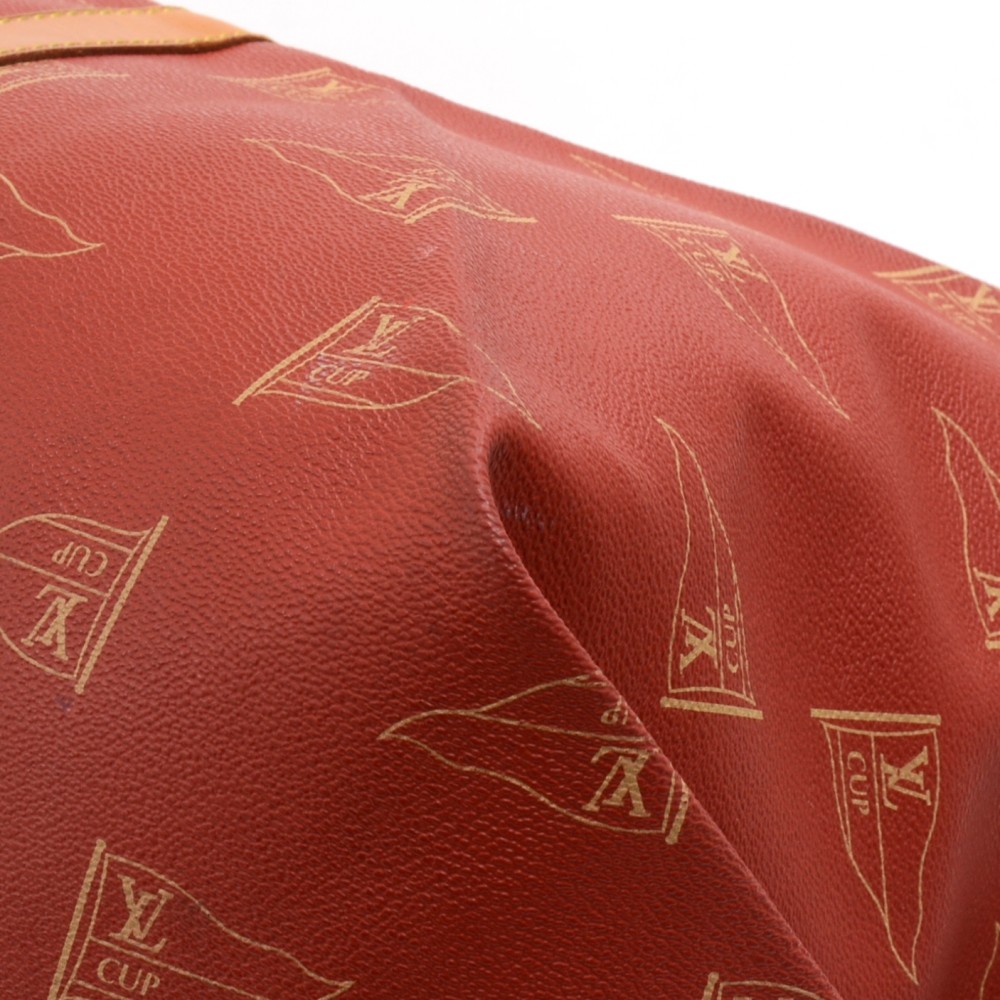 Louis Vuitton Red 1995 LV Cup Travel Bag Brown Leather Plastic ref
