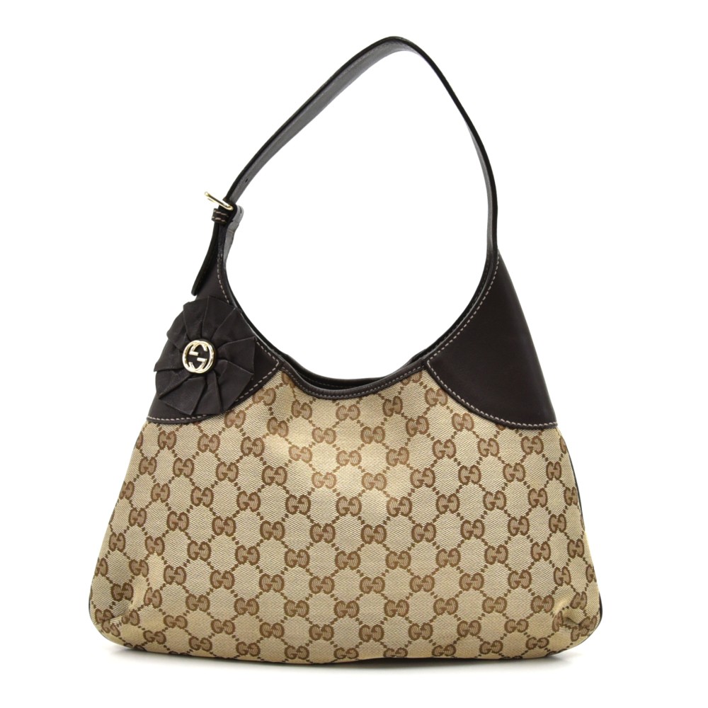 Gucci Gucci Beige GG Original Canvas Thin Bow Hobo Bag