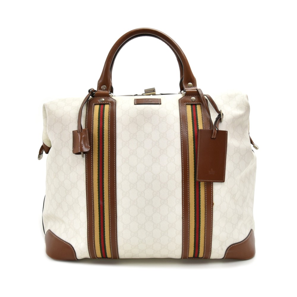 Gucci Vintage - GG Supreme Travel Bag - White - Leather Handbag - Luxury  High Quality - Avvenice