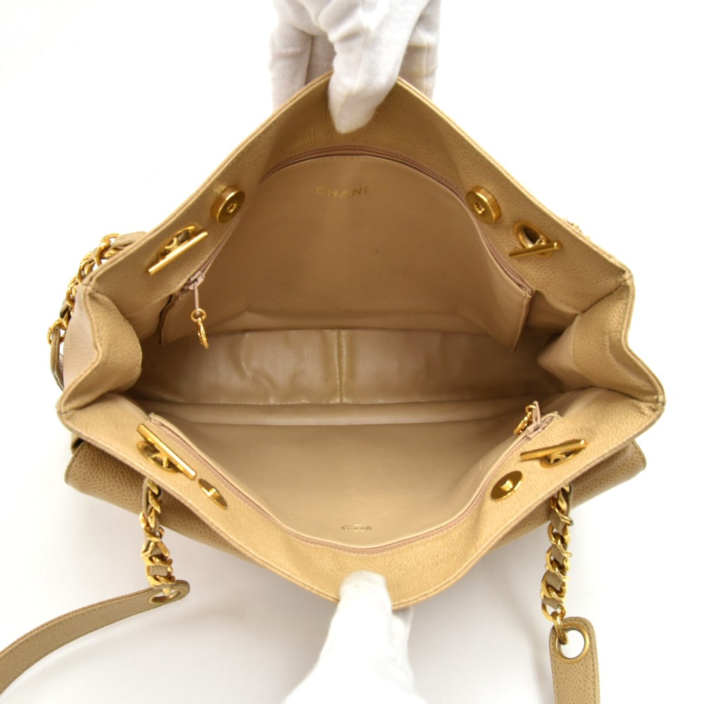 Chanel Beige Caviar Zipper Classic Flap Bag at 1stDibs