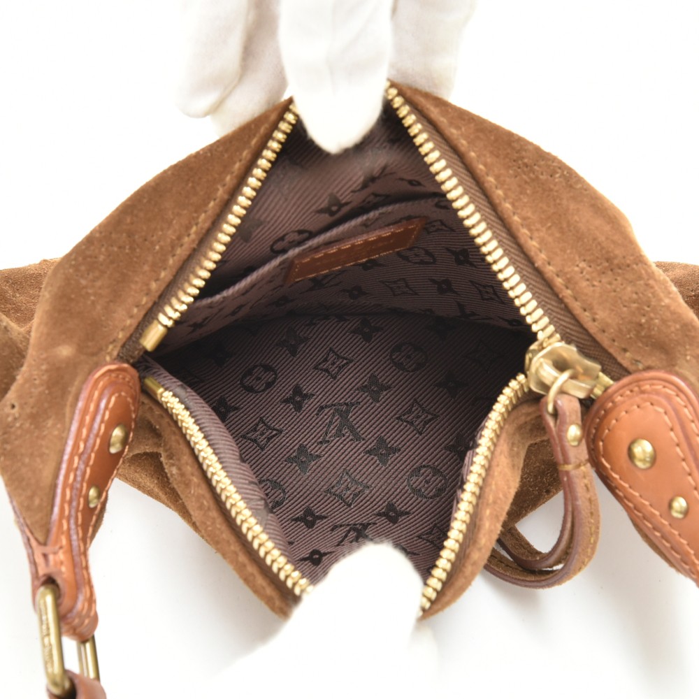 Louis Vuitton Hand Bag Brown Suede Mahina Fleurs Onatah PM Cacao Hobo –  Debsluxurycloset