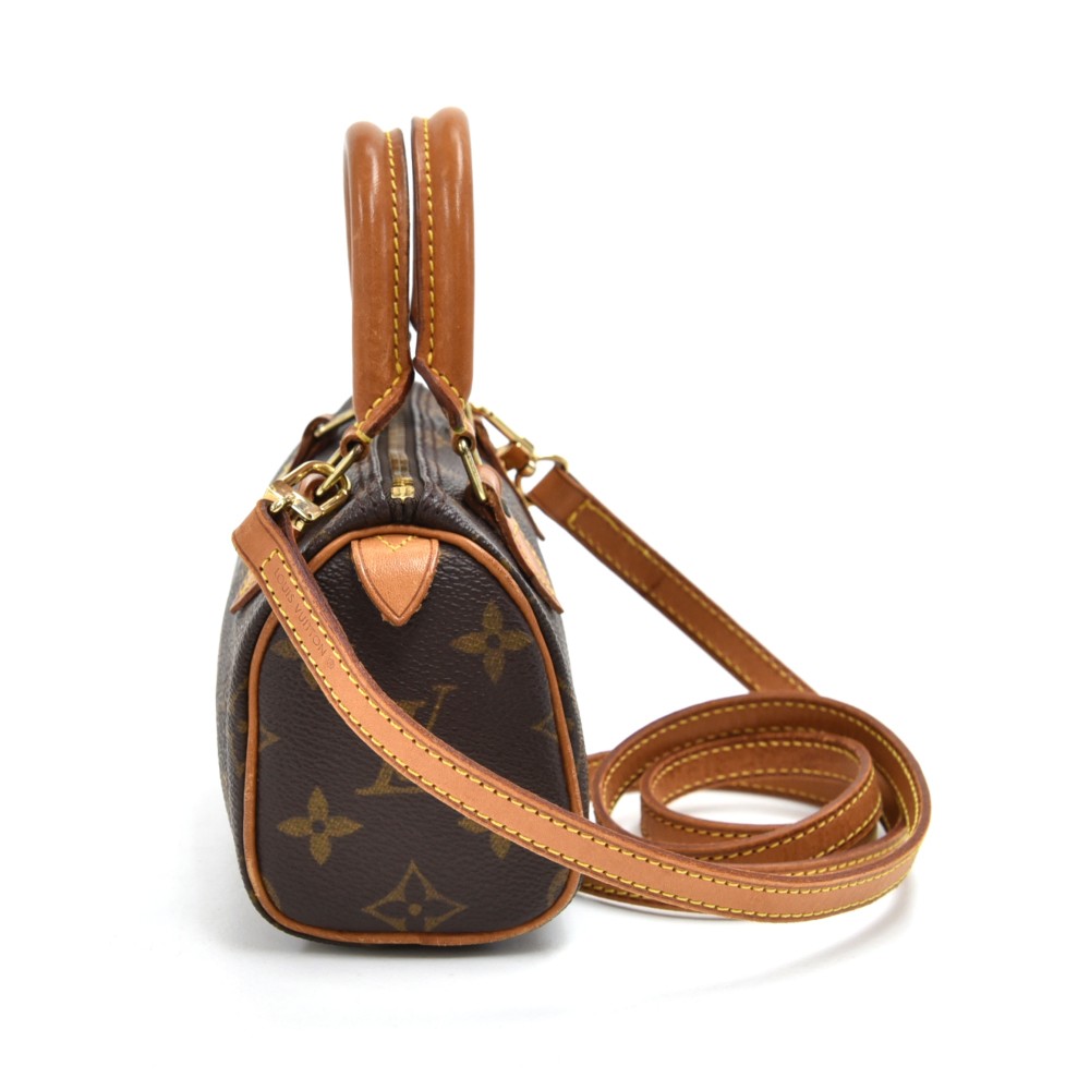 LOUIS VUITTON Mini Speedy Monogram Canvas Leather Gold Top Handle Shoulder  Bag For Sale at 1stDibs