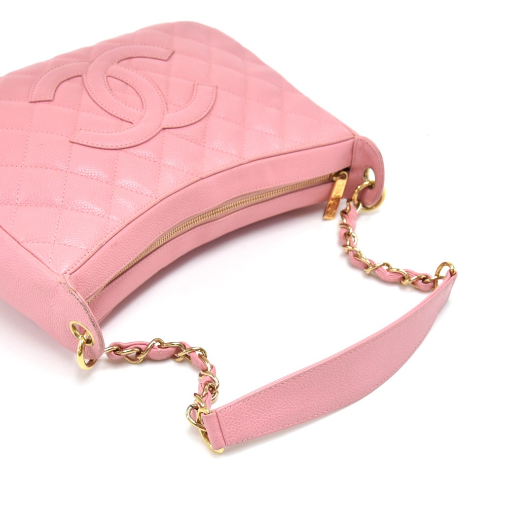 Chanel CC Timeless Caviar Zip Around Wallet Pink