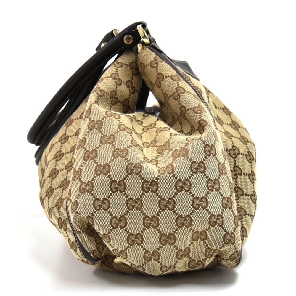 Gucci GG Canvas Abbey D-Ring Hobo Bag 130738 Beige Cloth ref
