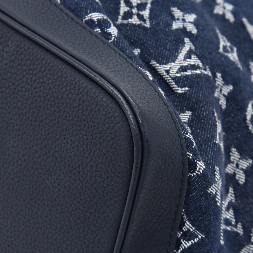 Louis+Vuitton+Noefull+Shoulder+Bag+MM+Blue+Denim+Leather+Monogram+Denim for  sale online