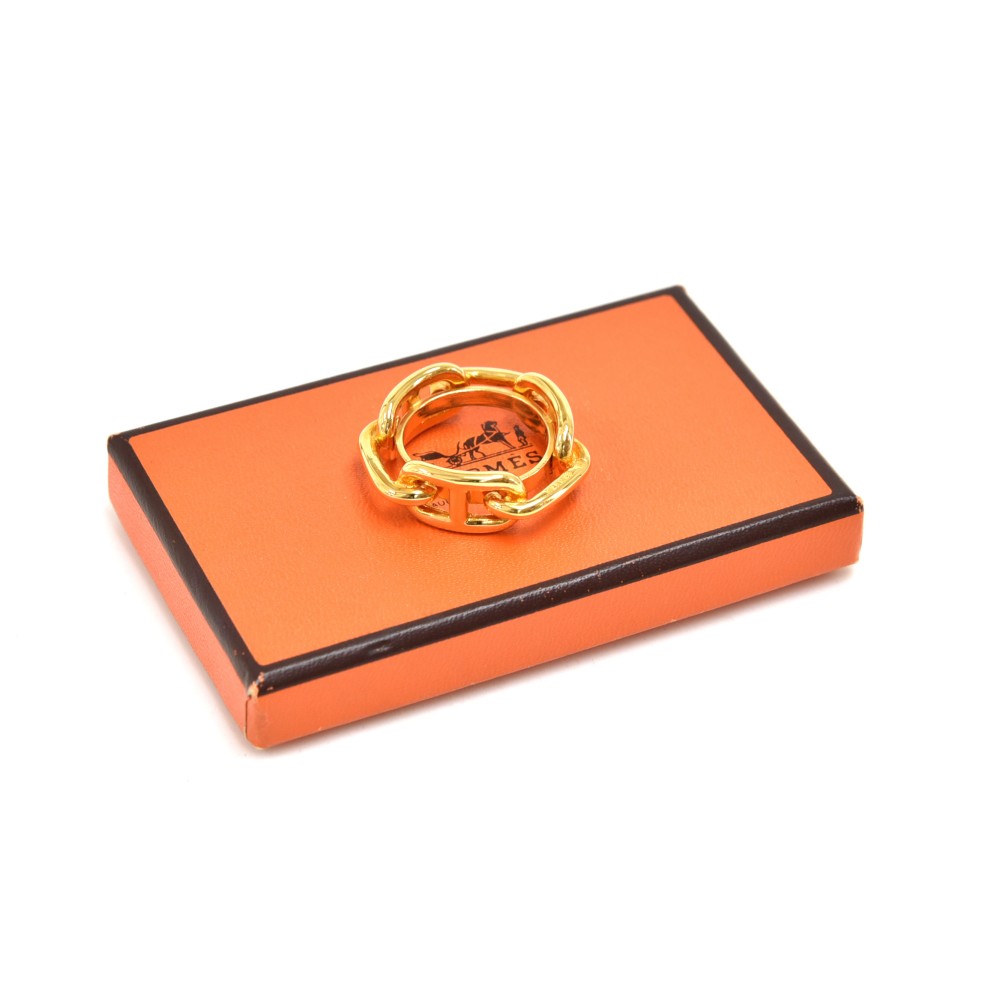 Hermes Gold Plated Permabrass Regate Scarf Ring - Yoogi's Closet