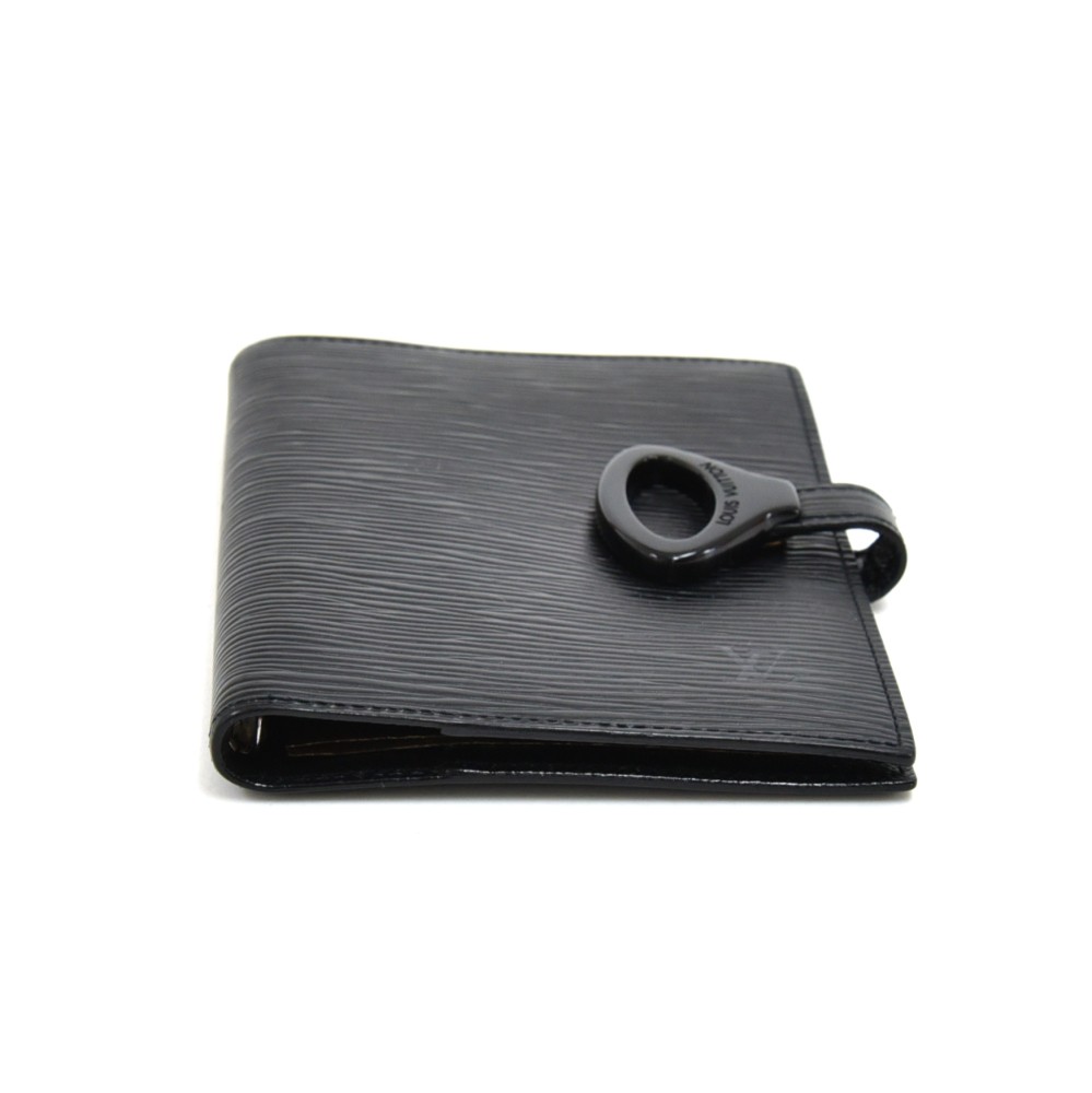 Louis Vuitton Black EPI Leather Noir Small Ring Agenda PM Diary Cover 17LVS1210