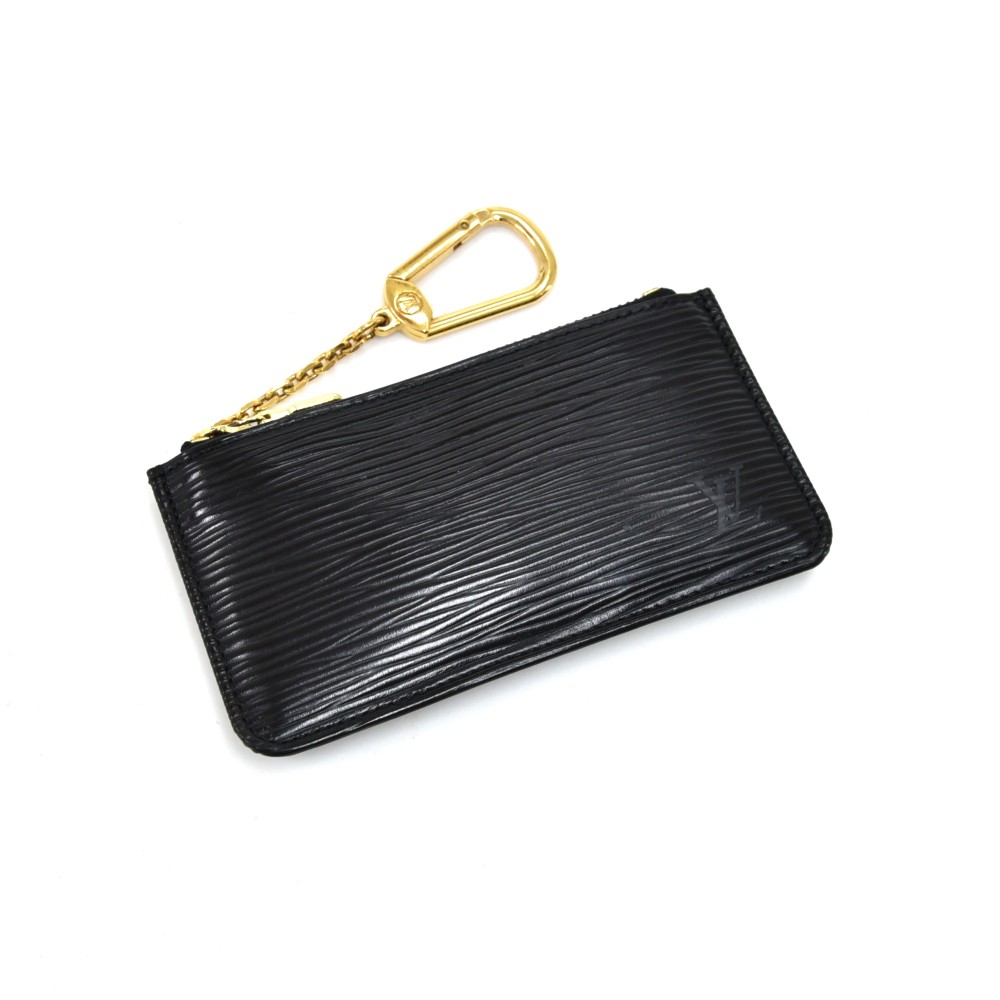 Louis Vuitton Black x Silver Epi Leather Key Pouch Pochette Cles 71lz718s  For Sale at 1stDibs