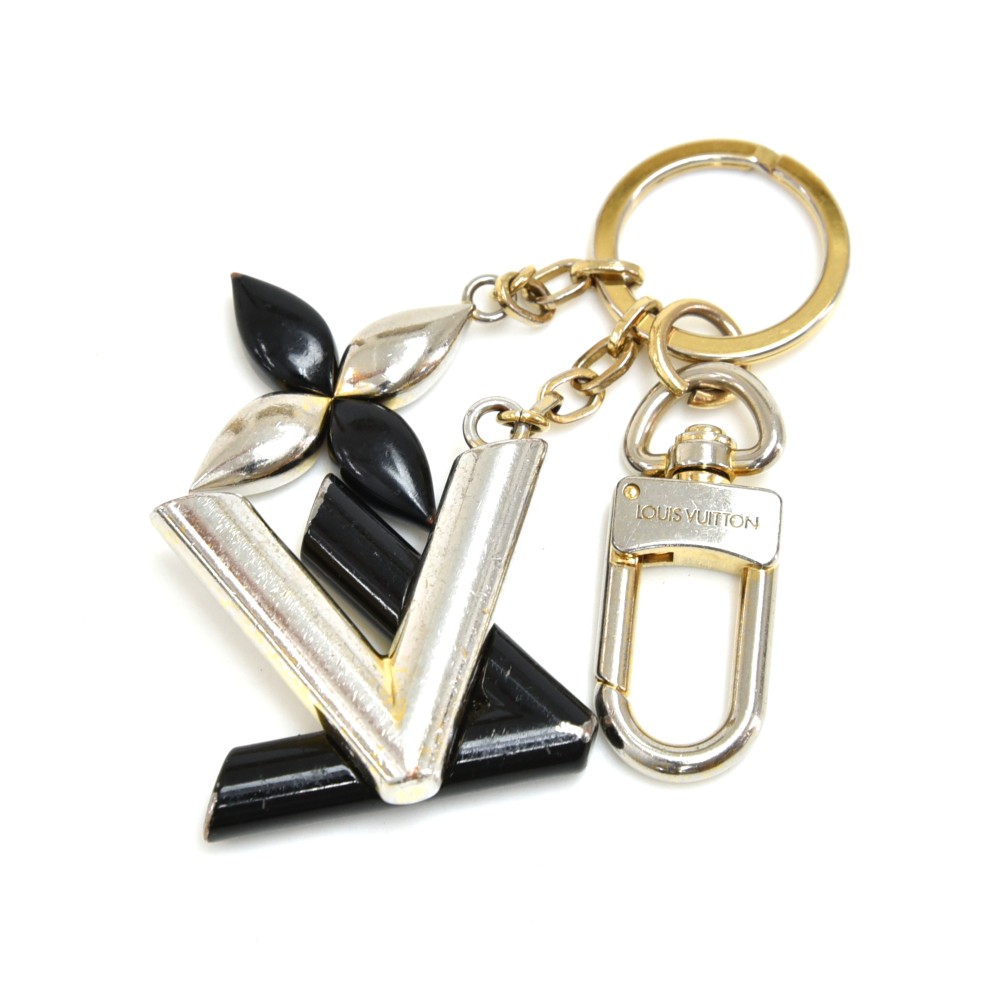 Louis Vuitton NEW Black Leather Gold Logo Charm Small Evening