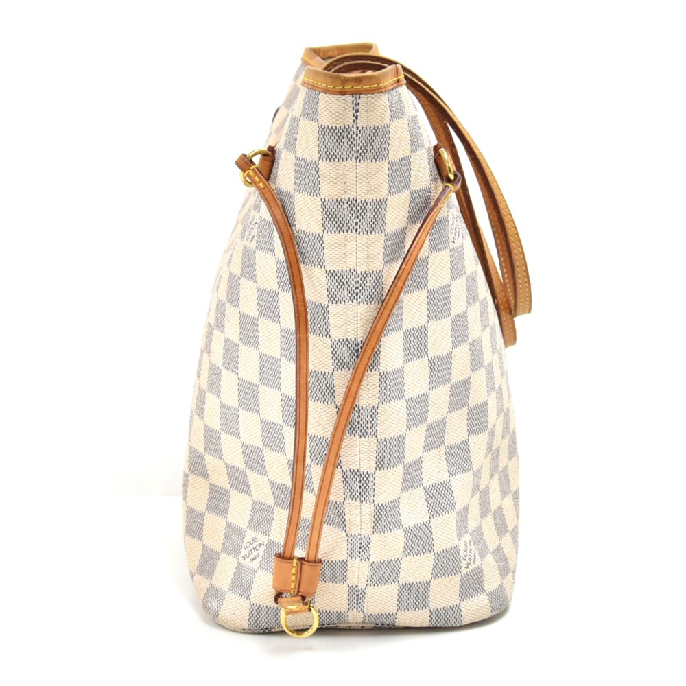Louis Vuitton Neverfull Mm White Damier Azur Canvas Tote - MyDesignerly