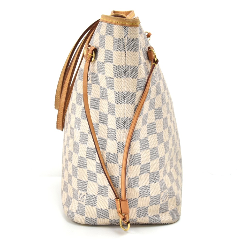 Louis Vuitton White Damier Azur Neverfull MM Cloth ref.953594