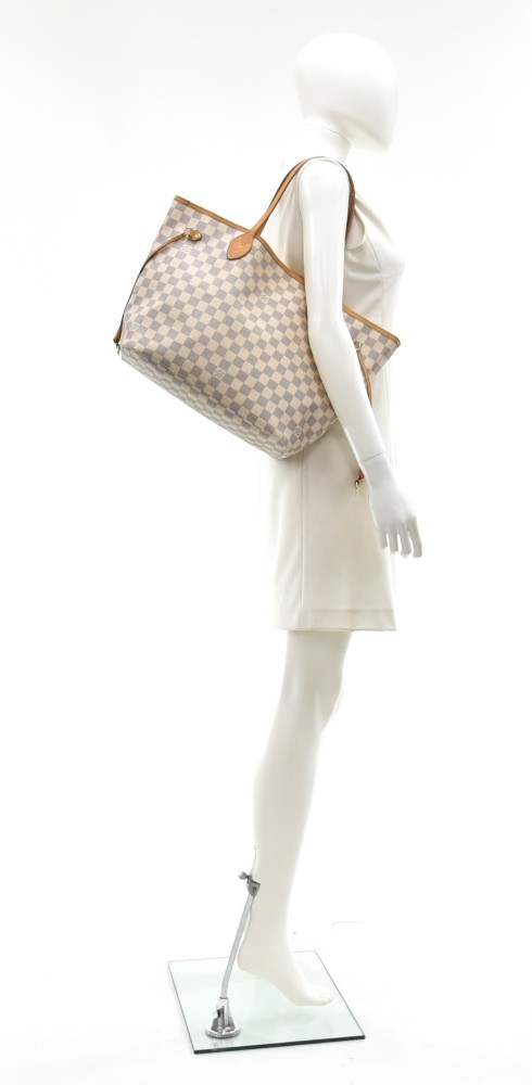 Louis Vuitton White Damier Azur Neverfull MM Cloth ref.953594