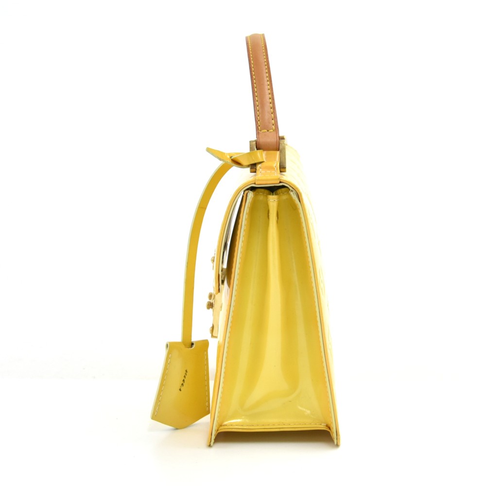 Louis Vuitton Spring Street Vernis Epi Monogram Silver Yellow Shoulder Bag
