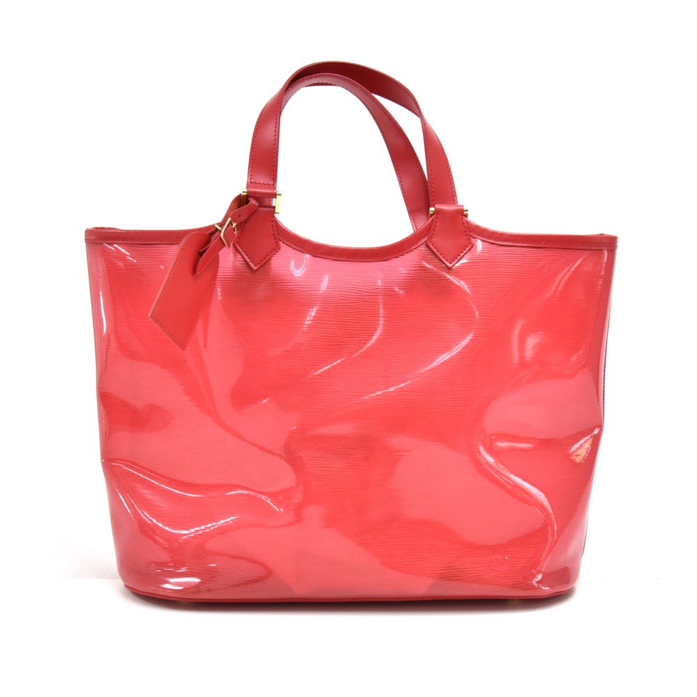 Authentic Louis Vuitton Epi Red clear Vinyl Lagoon bag with pouch