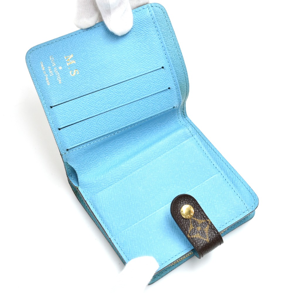LOUIS VUITTON Denim Zip Compact Wallet Blue 673048