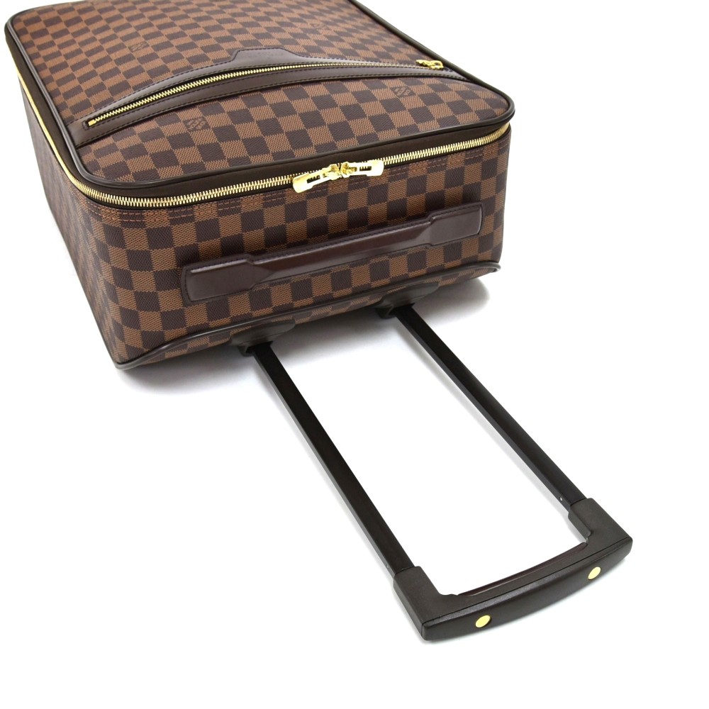 Louis Vuitton Damier Ebene Pegase 45 Rolling Luggage Brown Leather  ref.293635 - Joli Closet