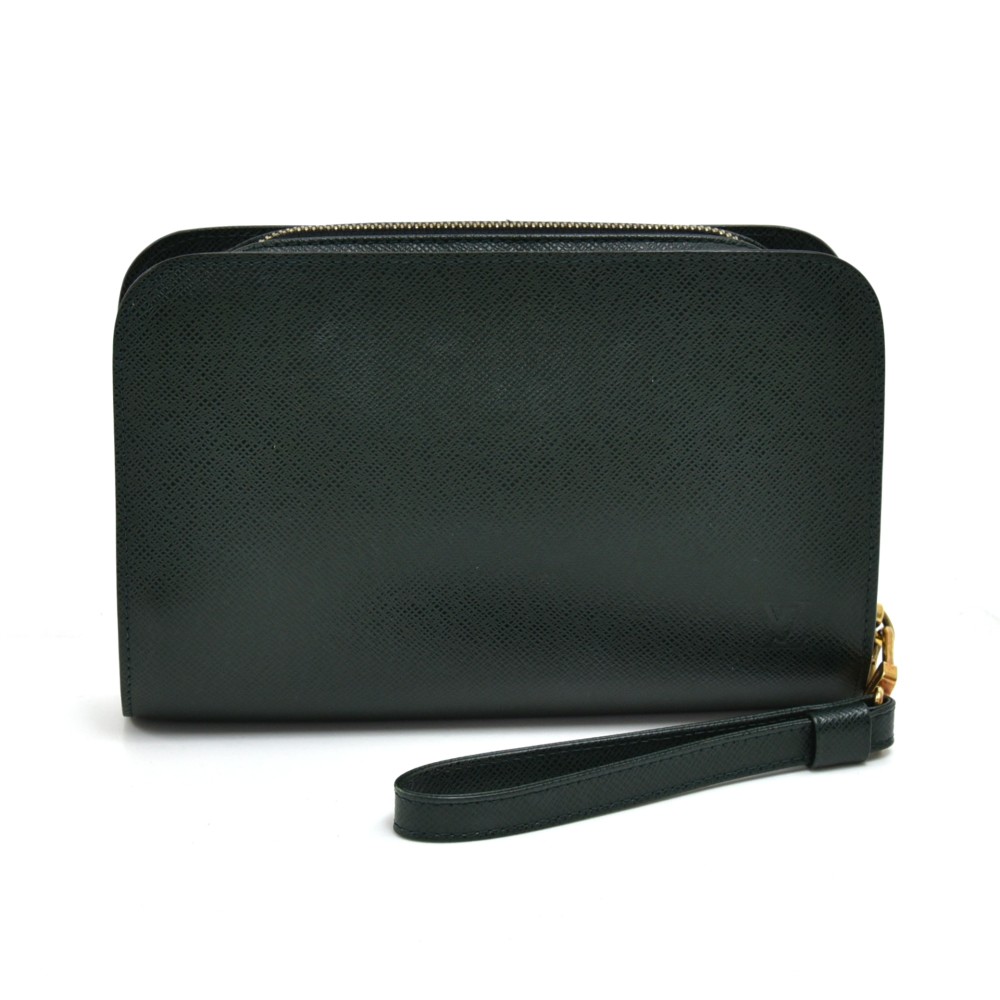 LOUIS VUITTON LV Logo BAIKAL Clutch Hand Bag Taiga Leather Epicea M30184  05MZ768